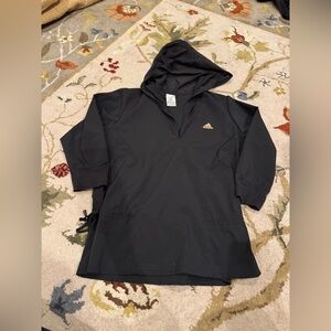 Adidas Black and Gold Logo Mesh Hoodie Windbreaker Size Medium